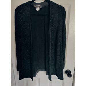 Alex Evenings Women's Black Open Dressy Cardigan Sparkle Formal 16W